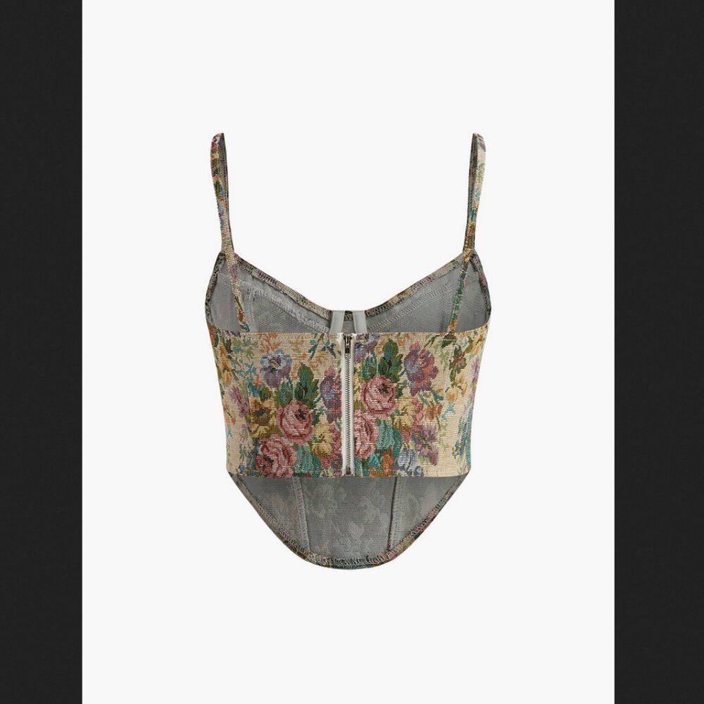 Commense Small Floral Print Corset NEW NWT Summer Vacation Coastal - Picture 2 of 2